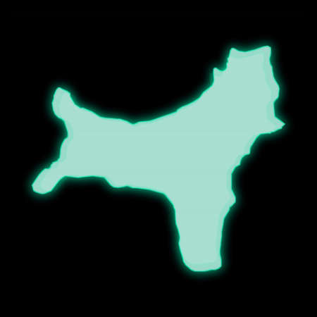 Map of Christmas Island, old green computer terminal screen, on dark backgroundの写真素材