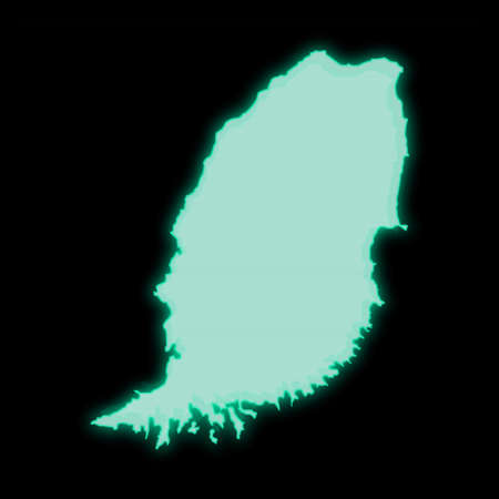 Map of Grenada, old green computer terminal screen, on dark backgroundの写真素材