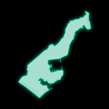 Map of Monaco, old green computer terminal screen, on dark backgroundの写真素材