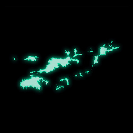 Map of Virgin Islands British, old green computer terminal screen, on dark backgroundの写真素材