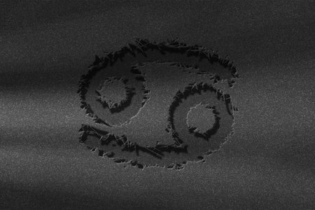 Cancer zodiac sign, black horoscope, Horoscope Astrology background, Cancer horoscope symbol, rugged horoscopeの写真素材