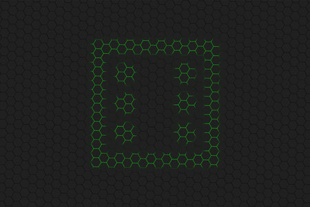 Dice Six at top, Die Symbol, green hexagon