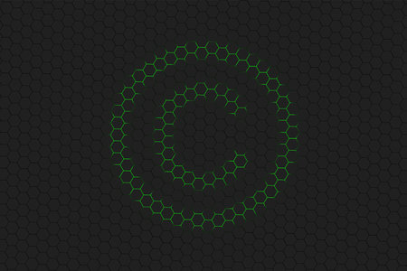 Copyright Symbol, C letter in circle, green hexagon