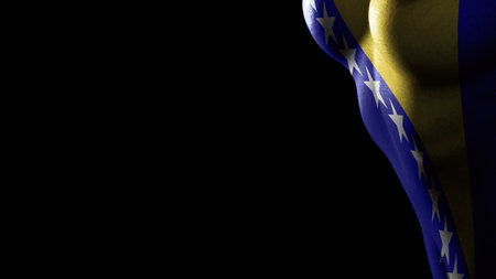 Bosnia and Herzegovina flag Breast cancer awareness black backgroundの写真素材