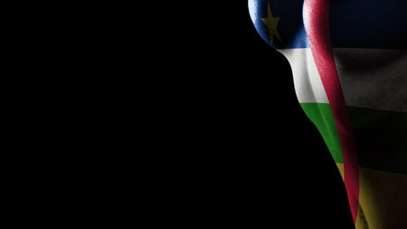 Central African Republic flag Breast cancer awareness black backgroundの写真素材