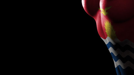 Kiribati flag Breast cancer awareness black backgroundの写真素材