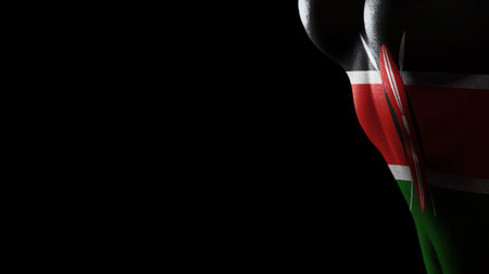 Kenya flag Breast cancer awareness black backgroundの写真素材