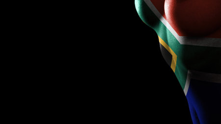South Africa flag Breast cancer awareness black backgroundの写真素材