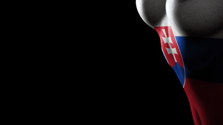 Slovakia flag Breast cancer awareness black backgroundの写真素材