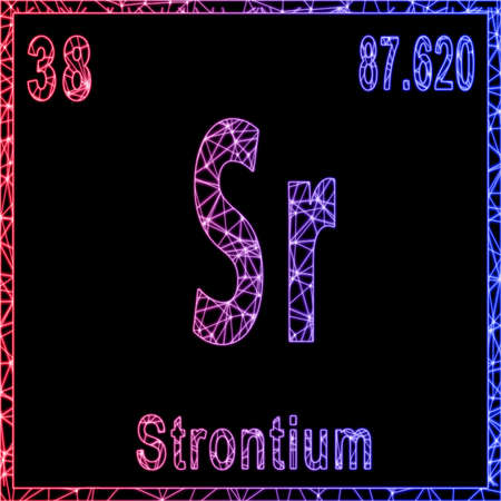 Strontium chemical element, Sign with atomic number and atomic weight,の写真素材