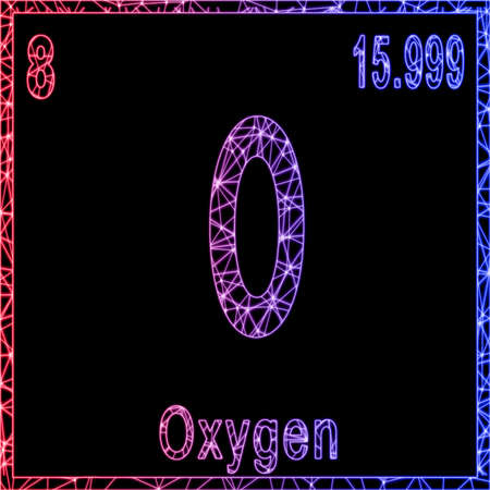 Oxygen chemical element, Sign with atomic number and atomic weight,の写真素材