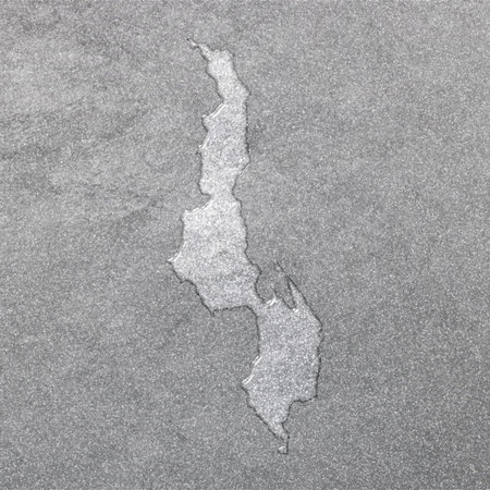Map of Malawi, silver background, map backgroundの写真素材