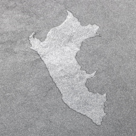 Map of Peru, silver background, map backgroundの写真素材