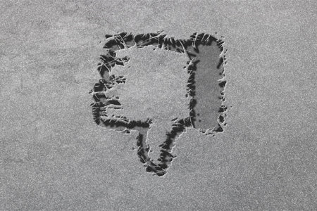 Dislike hand symbol, thumbs down sign symbol, rugged, silver backgroundの写真素材