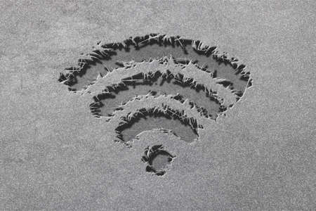 Wireless internet access, free wifi connection, Internet technology, networking concept, Wifi rugged, silver backgroundの写真素材