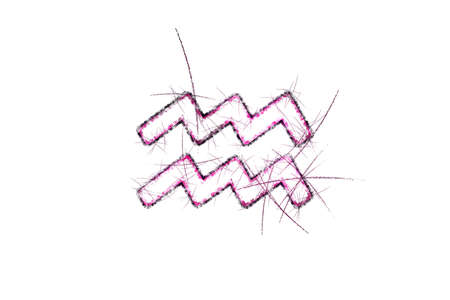 Aquarius zodiac sign, Horoscope Astrology background, Aquarius horoscope symbol, pink symbol on white backgroundの写真素材