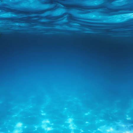 Underwater Blue Ocean, Sandy sea bottom Underwater backgroundの写真素材