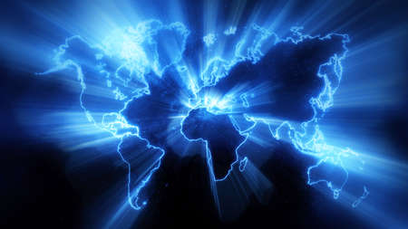 Colorful WorldÂ MapÂ on dark background, BlueÂ Glowing World Map,Â Space backgroundÂ の写真素材