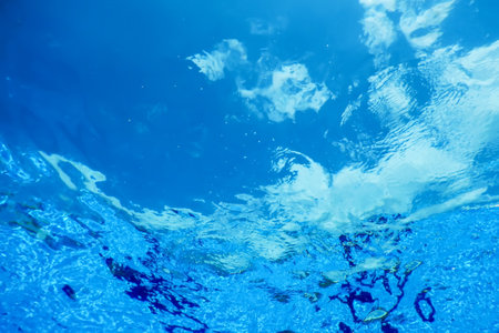 Water Surface Underwater, Swimming Pool Surface Water Backgroundの写真素材