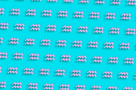 Aquarius zodiac sign, Horoscope Astrology background, Aquarius minimal background, Turquoise blue minimal backgroundの写真素材