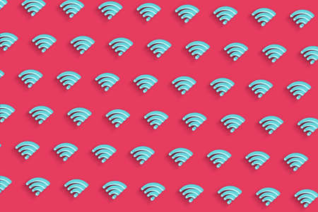 Wireless internet access, free wifi connection, Internet technology, networking concept, Wifi Red minimal backgroundの写真素材