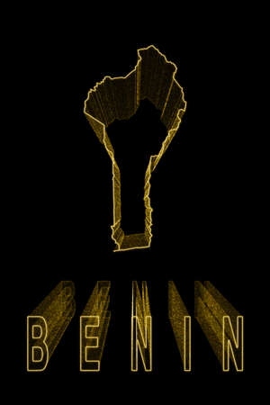 Map of Benin, Gold Map On Black Background, Gold effectの写真素材