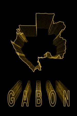 Map of Gabon, Gold Map On Black Background, Gold effectの写真素材