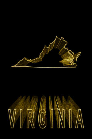 Map of Virginia, Gold Map On Black Background, Gold effectの写真素材
