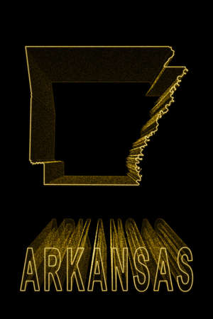 Map of Arkansas, Gold Map On Black Background, Gold effectの写真素材