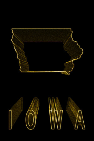 Map of Iowa, Gold Map On Black Background, Gold effectの写真素材