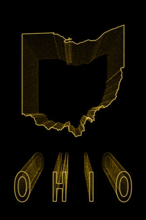 Map of Ohio, Gold Map On Black Background, Gold effectの写真素材