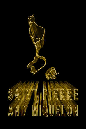 Map of Saint Pierre and Miquelon, Gold Map On Black Background, Gold effectの写真素材