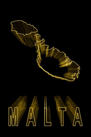 Map of Malta, Gold Map On Black Background, Gold effectの写真素材