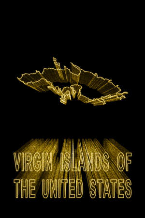 Map of Virgin Islands US, Gold Map On Black Background, Gold effectの写真素材