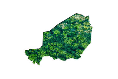 Green Forest Map of Niger, on white backgroundの写真素材