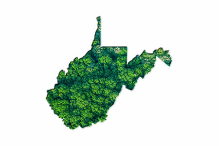 Green Forest Map of West Virginia, on white backgroundの写真素材