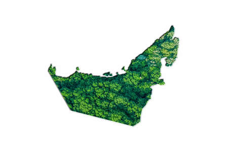 Green Forest Map of United Arab Emirates, on white backgroundの写真素材