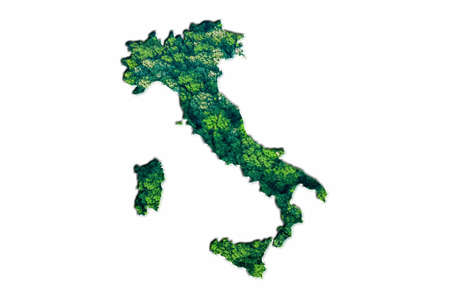 Green Forest Map of Italy, on white backgroundの写真素材