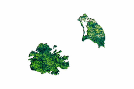 Green Forest Map of Antigua and Barbuda, on white backgroundの写真素材