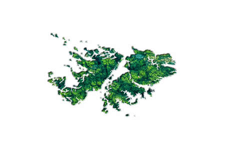 Green Forest Map of Falkland Islands, on white backgroundの写真素材