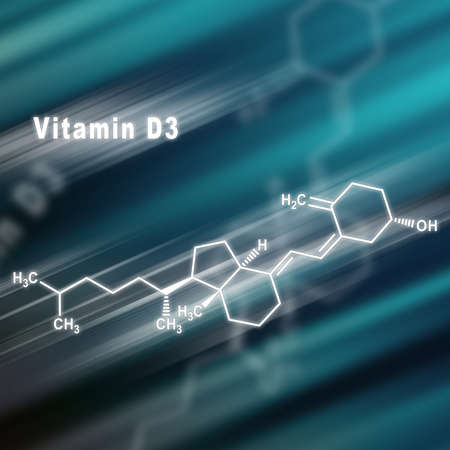Vitamin D3, Structural chemical formula futuristic backgroundの写真素材