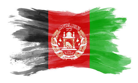 Afghanistan flag brush stroke, national flag, sparkle backgroundの写真素材