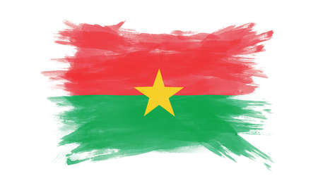 Burkina Faso flag brush stroke, national flag on white backgroundの写真素材