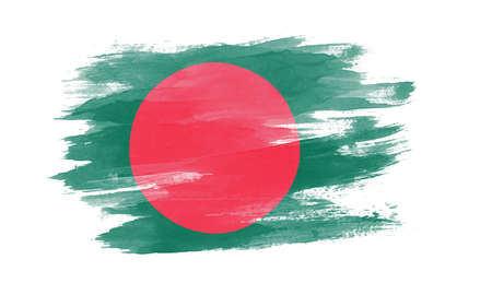 Bangladesh flag brush stroke, national flag on white backgroundの写真素材