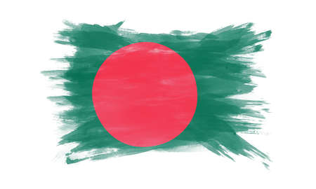 Bangladesh flag brush stroke, national flag on white backgroundの写真素材