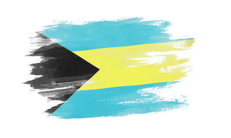 Bahamas flag brush stroke, national flag on white backgroundの写真素材