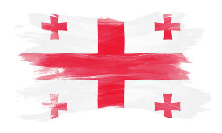 Georgia flag brush stroke, national flag on white backgroundの写真素材