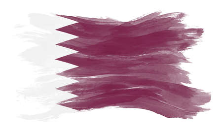 Qatar flag brush stroke, national flag on white backgroundの写真素材