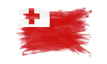 Tonga flag brush stroke, national flag on white backgroundの写真素材