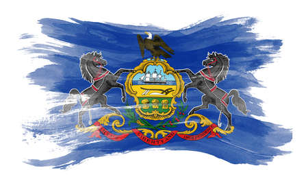 Pennsylvania state flag brush stroke, Pennsylvania flag backgroundの写真素材